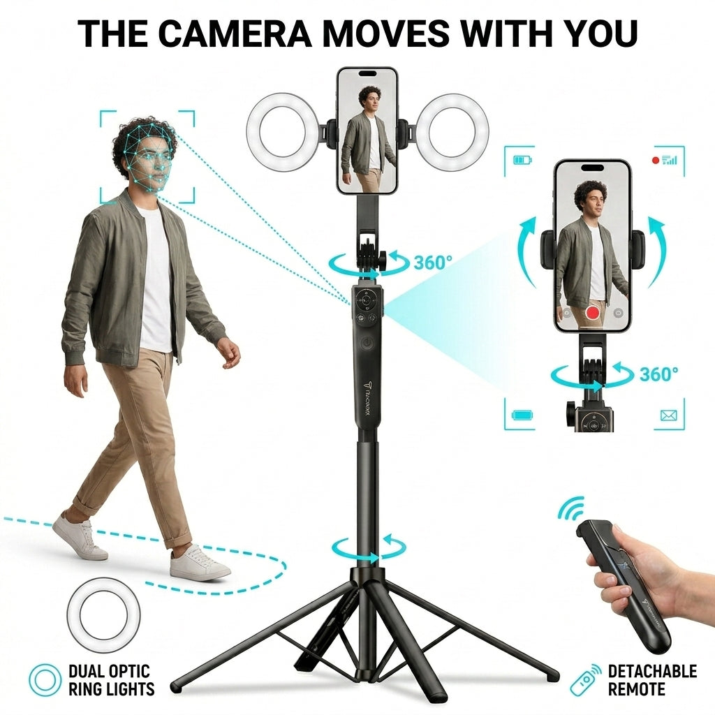 AutoPod 360™ — Auto Face-Tracking Tripod with Fill Light