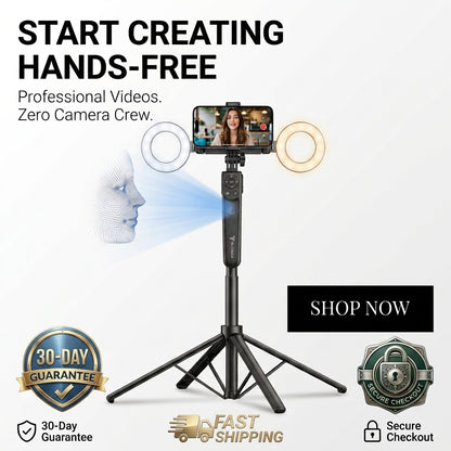 AutoPod 360™ — Auto Face-Tracking Tripod with Fill Light
