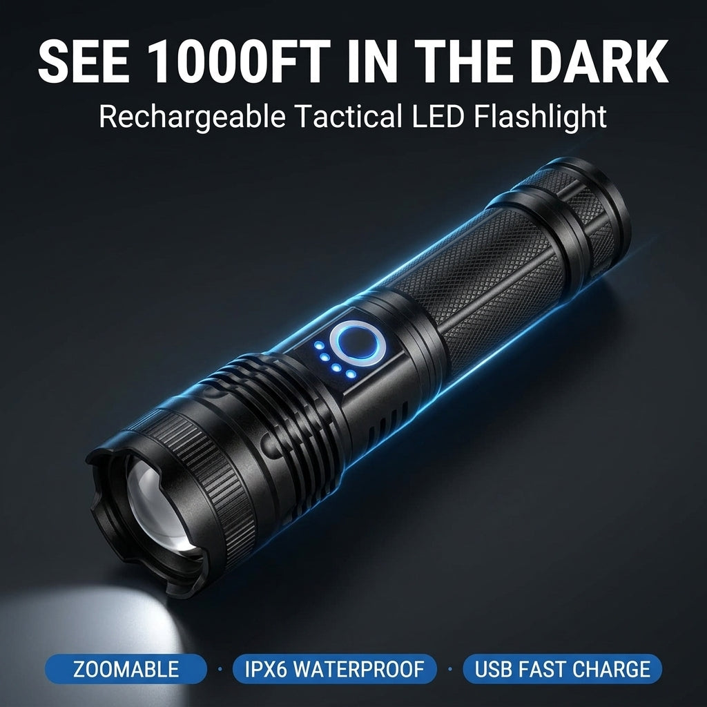 Rechargeable Tactical Flashlight — Zoomable & Waterproof