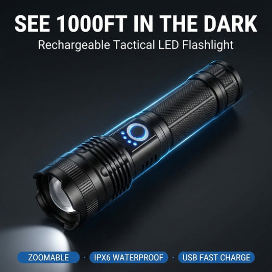 Rechargeable Tactical Flashlight — Zoomable & Waterproof