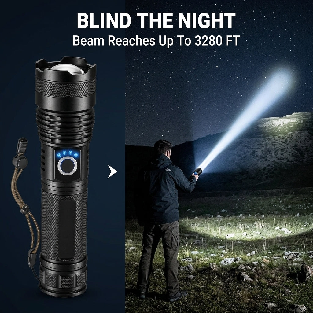 Rechargeable Tactical Flashlight — Zoomable & Waterproof
