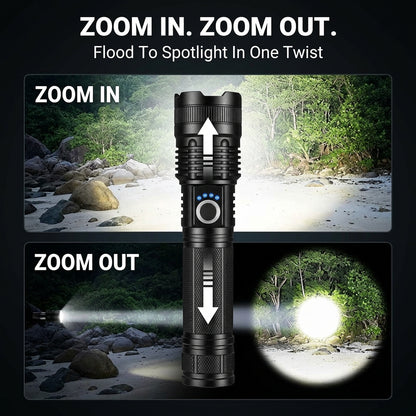 Rechargeable Tactical Flashlight — Zoomable & Waterproof