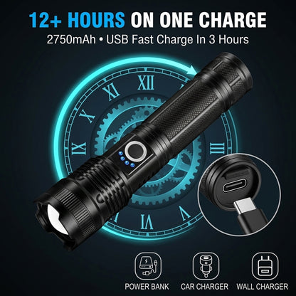 Rechargeable Tactical Flashlight — Zoomable & Waterproof