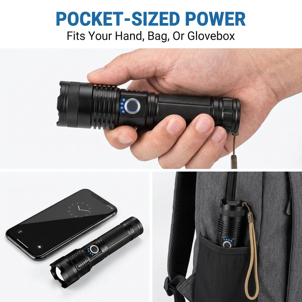 Rechargeable Tactical Flashlight — Zoomable & Waterproof