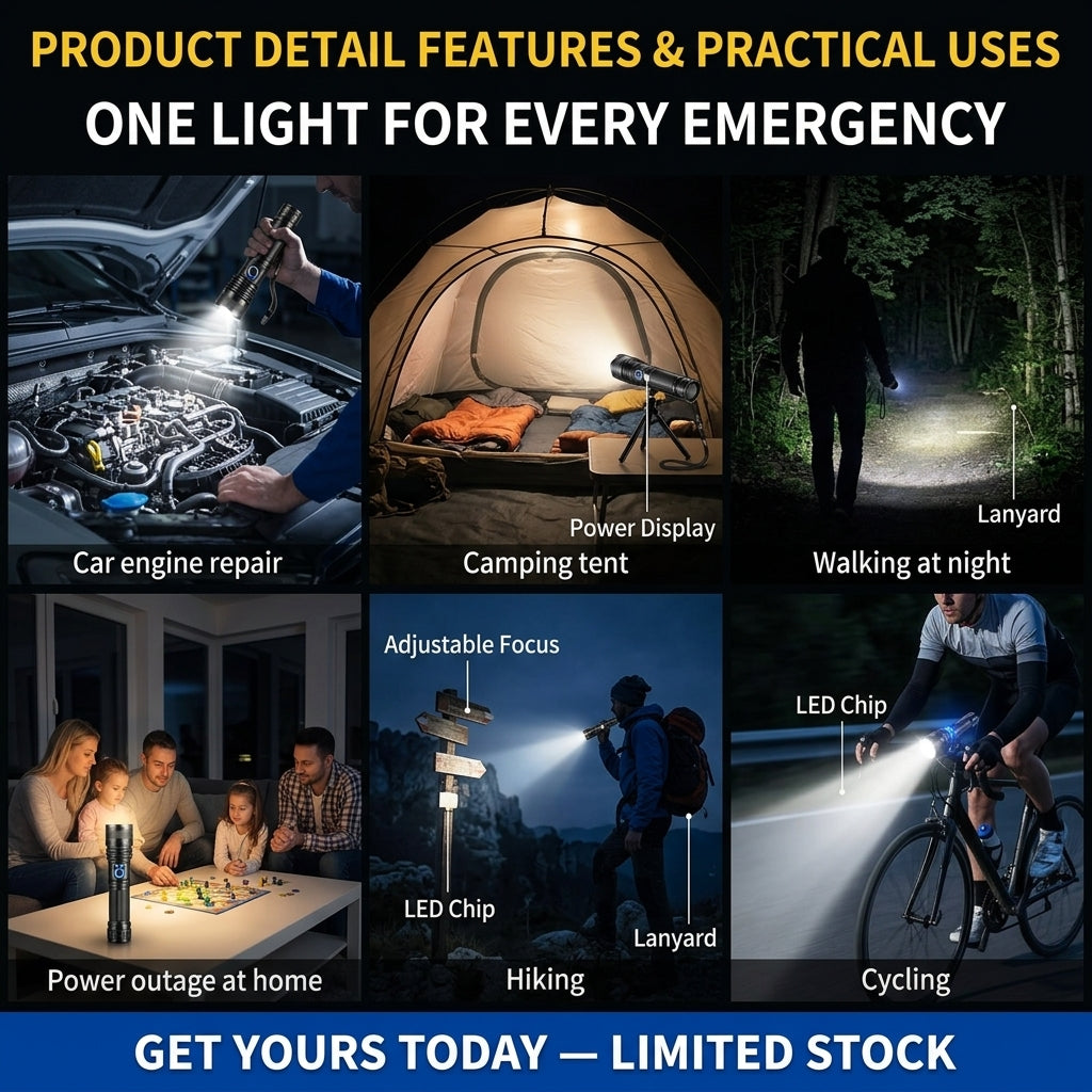 Rechargeable Tactical Flashlight — Zoomable & Waterproof